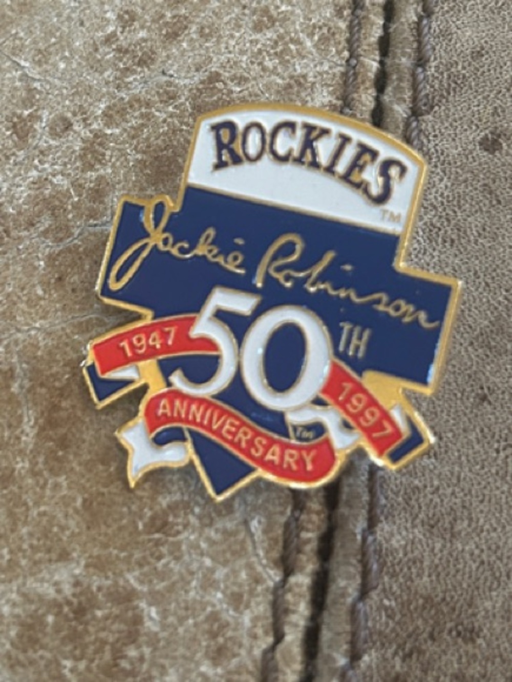 Rockies Blue and Red 50th Anniversary Enamel Pin Colorado Jackie Robinson